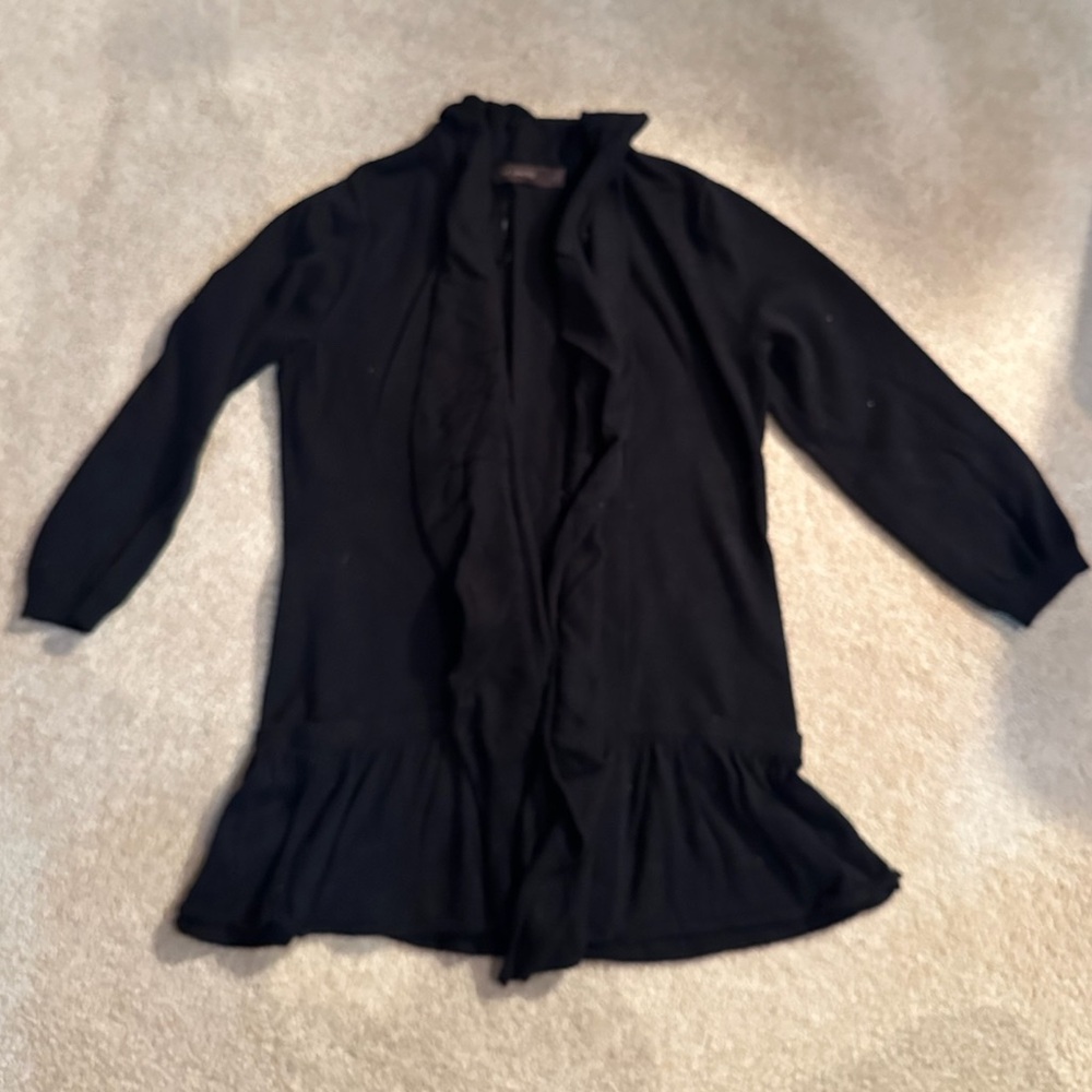 The Limited Elegant Black Ruffle Cardigan